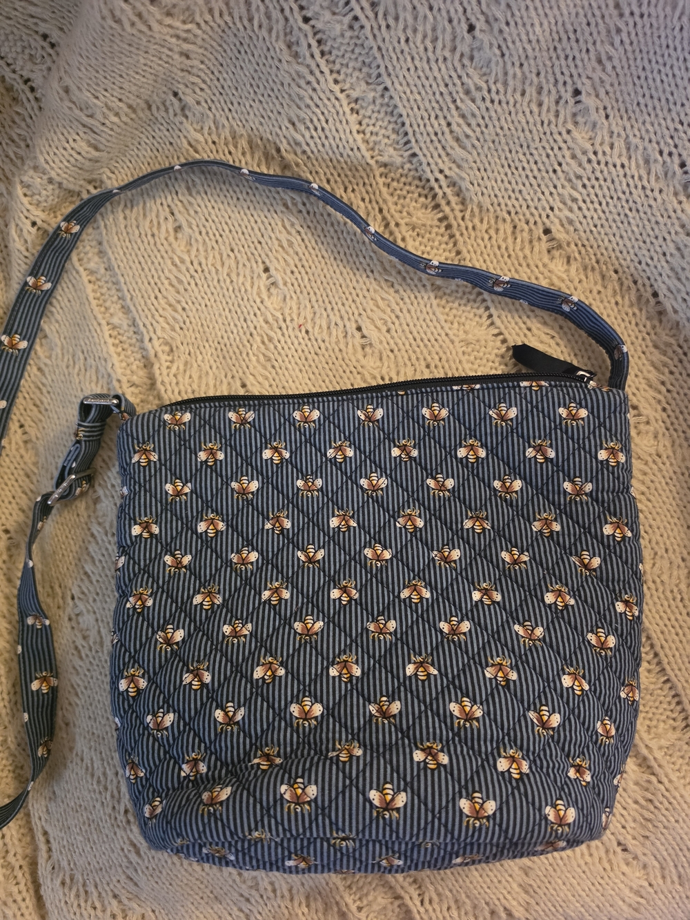 Vera Bradley Navy Quilted Crossbody with Bee Motif